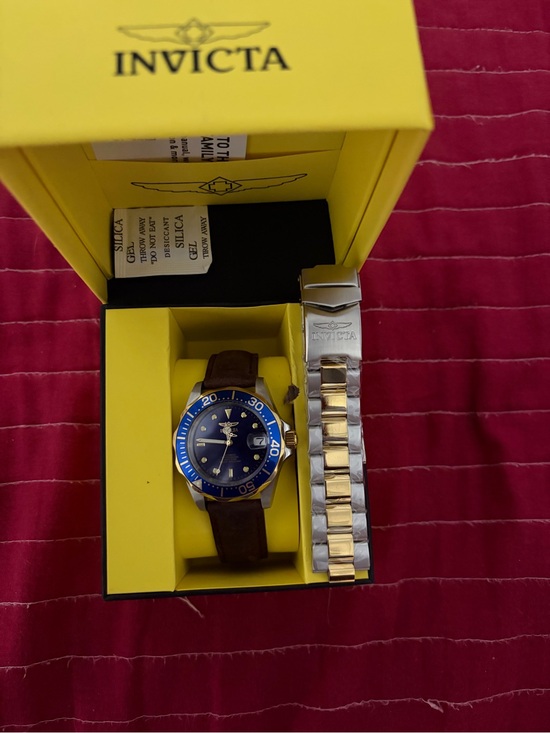 Invicta Other - Invicta Blue Dial Dive Watch with Brown Strap and Two-Tone Bracelet